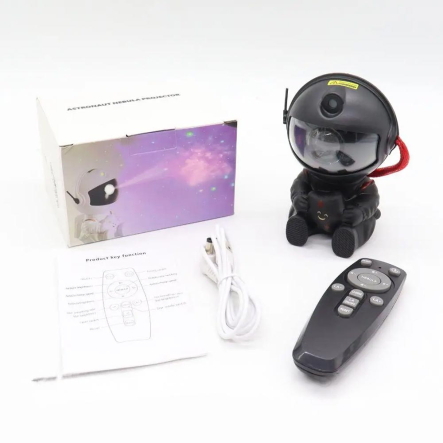 Ночник проектор звёздного неба с USB и пультом ДУ, Космонавт-Мини чёрный / LED ночник