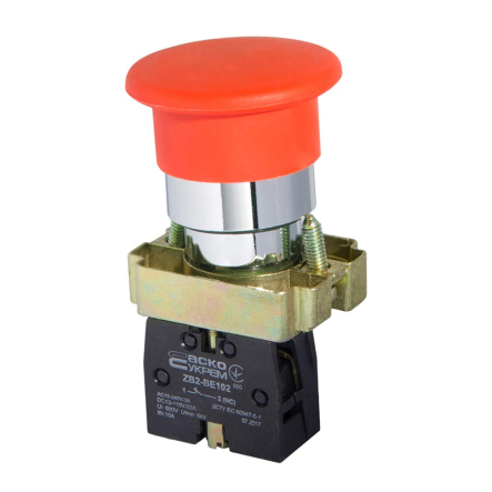 Кнопка грибок "СТОП" красная, d 40мм, без фиксации ХВ2-BС42, АСКО-УКРЕМ A0140010031 - 1