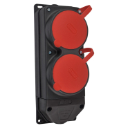 Колодка каучуковая АСКО-УКРЕМ 3Р + PE с защитными крышками двухместная, 2х25А, IP44, A0250010012