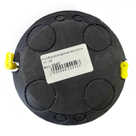 Коробка распределительная под гипсокартон d 100 мм, пластиковые лапки, черная