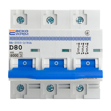 Автоматичний вимикач АСКО-УКРЕМ ВА-2003 3р, D 80А, A0010030003 - 1
