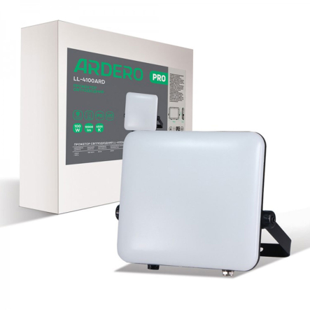 Прожектор LED ARDERO LL-4100ARD, 100W, 6500K, IP65 (252х203х50 мм), чорний - 1