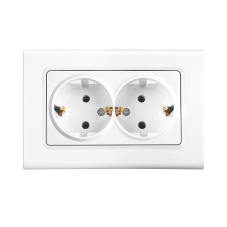 Розетка двойная с заземлением VIKO LINNERA, 90400056, белая - 1