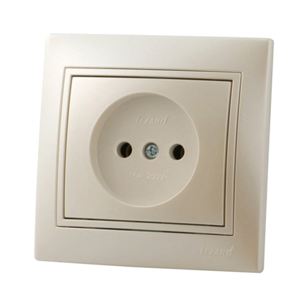 Розетка Lezard MIRA одинарная, без заземления, жемчужно-белый перламутр, 701-3030-121В - 1