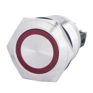Кнопка металлическая АСКО-УКРЕМ TYJ 22-271, плоская 22мм с подсветкой 1NO+1NC, красная 220V, A0140010133