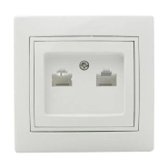 Розетка комп'ютерна, подвійна, біла АСКО-УКРЕМ, РВcomсб-2-Fl-W