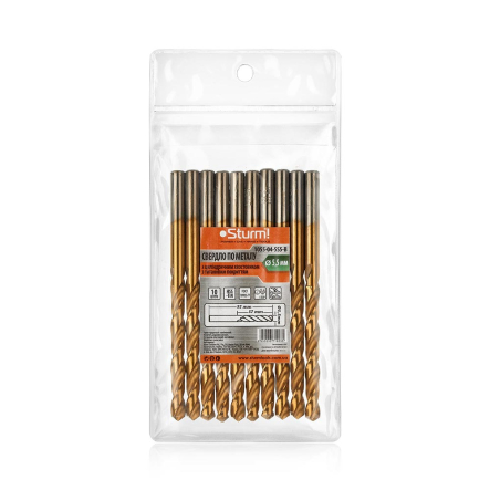 Набор сверл по металлу STURM*+*5,5 мм, упаковка – 10 шт., PVC