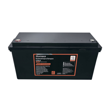 Аккумуляторна батарея 12,8 В, 100 АГ, 1280 Вт*Г, LiFePo4, Sturmax BC12VM-LiFePo4100AH - 1