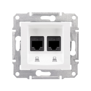Розетка комп'ютерна 2я RJ45 категорія 5е неекранована. UTP Schneider Electric Sedna, біла, SDN4400121