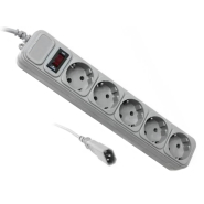 Фільтр живлення GEMBIRD SPG5-X-6G 1.8м, для ДБЖ (UPS) 5 розеток, сірий