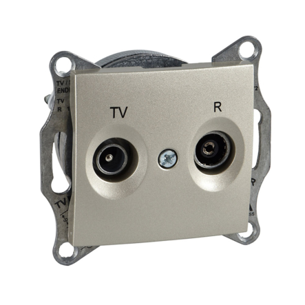 Розетка TV/R проходная Schneider Electric Sedna, титан, SDN3301868 - 1