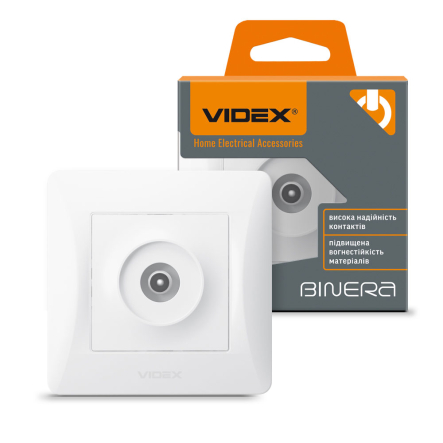Розетка VIDEX BINERA TV одинарная, белая, VF-BNSK1TVME-W - 1