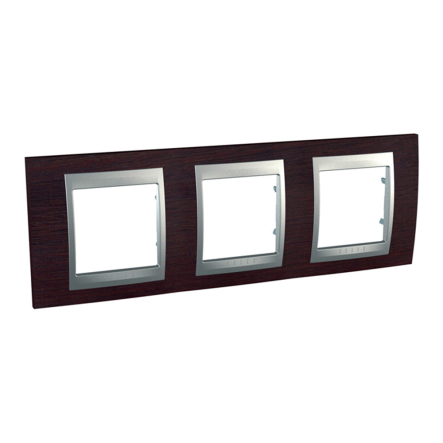 Рамка 3-местная венге/алюминий Schneider Electric Uniсa TOP, MGU66.006.0M3 - 1