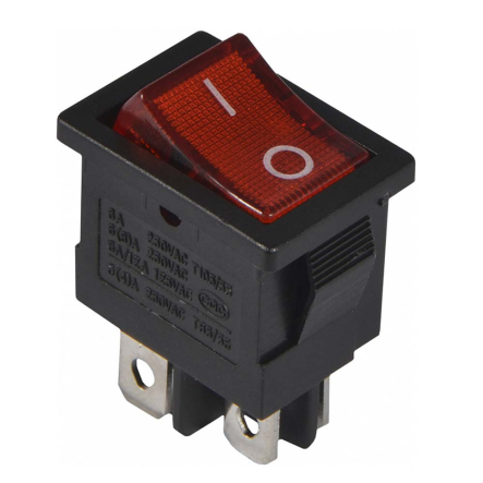 Переключатель 1 клав. красный с подсветкой KCD1-4-201N R/B 220V, АСКО-УКРЕМ, A0140040062 - 1