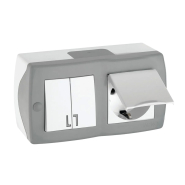 Вимикач 2кл+розетка із заземленням з накладною кришкою Mono Electric, OCTANS, IP 20, сірий, 104-020001-187