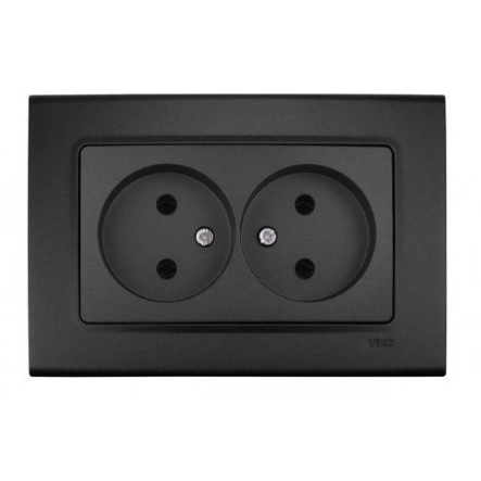 Розетка двомісна, без з/к VIKO LINNERA Life, 90404055, чорна ніч - 1