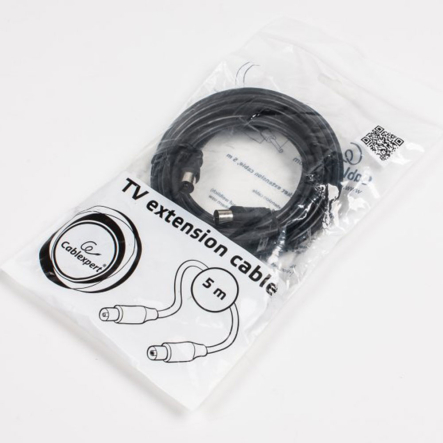 Антенный кабель-удлинитель Cablexpert CCV-515-5M, 75 Ом, 5 м, черный