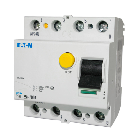 Диференціальне реле EATON РF6-25/4/03, 4P, 25A, 6кА, 300мА, 286506 - 1