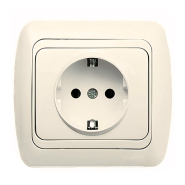 Розетка TUNA EL-BI Fixline із заземленням, крем, 502-010300-217