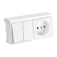Вимикач 2 кл., + розетка горизонтальний, VIKO VERA, 90681189, білий