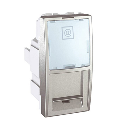 Розетка компьютерная неэкранированная RJ45 5E 1 модуль, алюминий, Schneider Electric Uniсa, MGU3.470.30 - 1