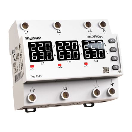 Реле напруги/струму DigiTOP VA-3F63A M6W - 1