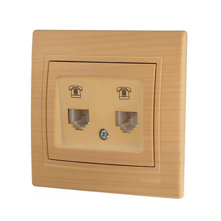 Розетка телефонна євро Lezard MIRA подвійна, Клен, 701-4747-138 - 1
