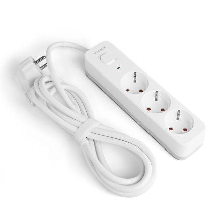 Удлинитель сетевой 3 гнезда 3м (3x1.5мм) с з/з, белый, VIDEX ONCORD, VF-PD33G-W