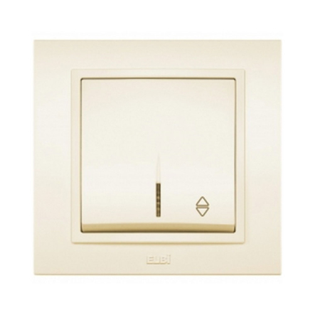 Вимикач EL-BI ZENA, 1 кл., прохідний з підсвідкою, крем, 500-010300-210 - 1