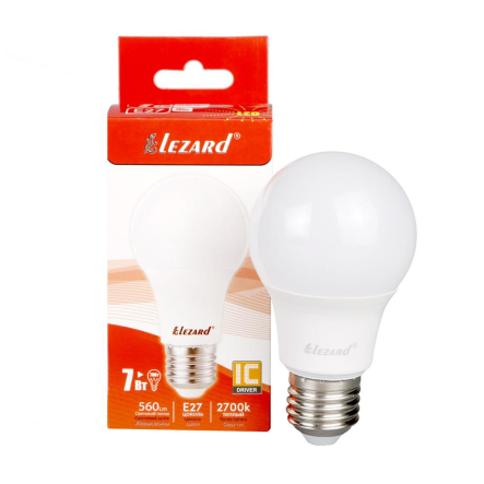 Лампа светодиодная Lezard 7W 2700K E27 220V A60 - 1