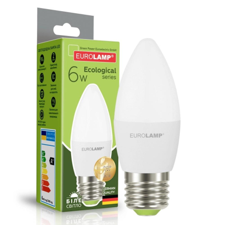 Лампа світлодіодна EUROLAMP 6 Вт, 4000K, E27, 220 В, C37 - 1