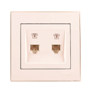 Розетка Lezard RAIN ТФ двойная, крем, 703-0388-138