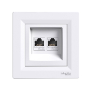 Розетка компьютерная 2-я Schneider Electric ASFORA, белая, ЕРН4400121