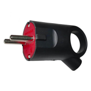 Вилка Neomax NX1106, 220 В, 16 А, IP20, 2P+PE, с кольцом, черная, с заземлением