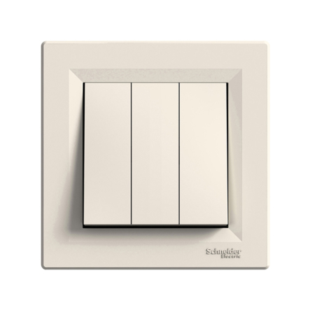 Вимикач триклавішний, самозатискний, Schneider Electric ASFORA, крем, ЕРН2100123 - 1