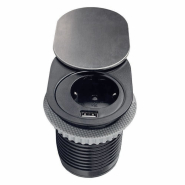 Розетка портативная мебельная 16А, USB (2,1А) провод 3x1.5 mm², EH-ARN-304