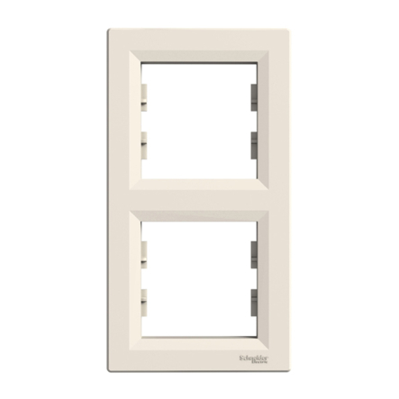 Рамка 2-постовая, вертикальная, Schneider Electric ASFORA, крем, EPH5810223 - 1