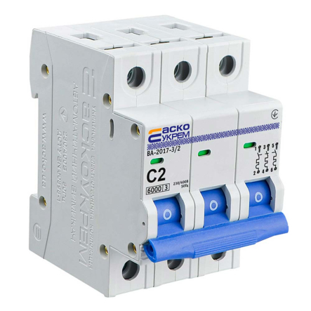 Автоматический выключатель АСКО-УКРЕМ ВА-2017 3р, 2А С, A0010170039