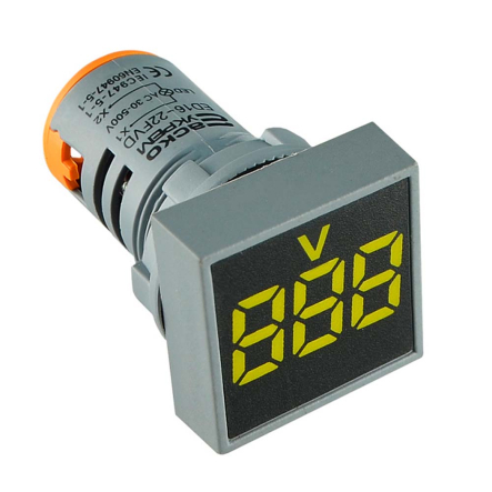 Вольтметр квадратный АСКО-УКРЕМ ED16-22FVD, A0190010032, 30-500В АС, жёлтый, врезной монтаж