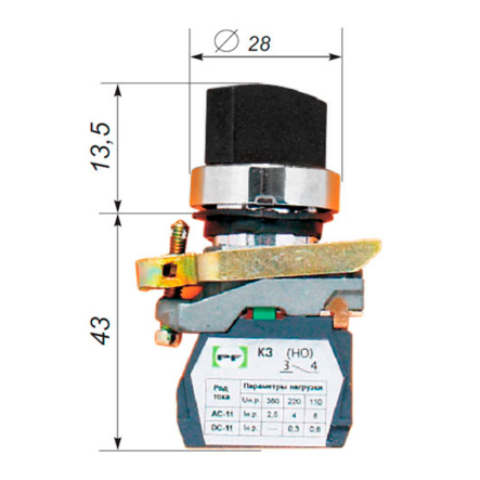 Переключатель 3-х позиционный Промфактор ВК-011ПР3 (2З) 2но - 1