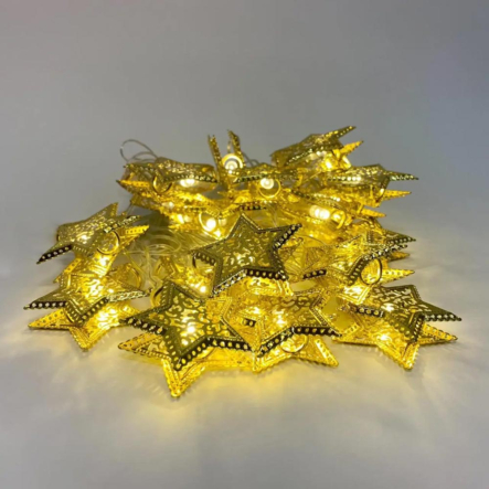 Гирлянда Звёзды металлические, 20 LED / 4 м, тёплый свет, RV-09-2 - 1