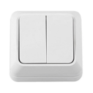 Вимикач 2-кл. зовнішня установка, білий, IP20, TNSy Leon, TNSy5000059