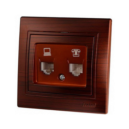 Розетка компьютерная +TF Lezard MIRA, Античный Кедр, 701-0404-143 - 1