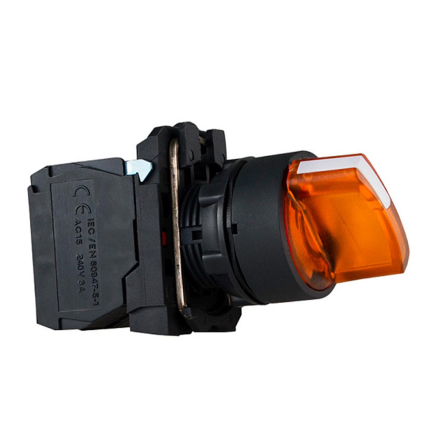 Кнопка поворотная 2-х позиционная с подсветкой, желтая TB5-AK125M5, ACKO-УКРЕМ, A0140010167