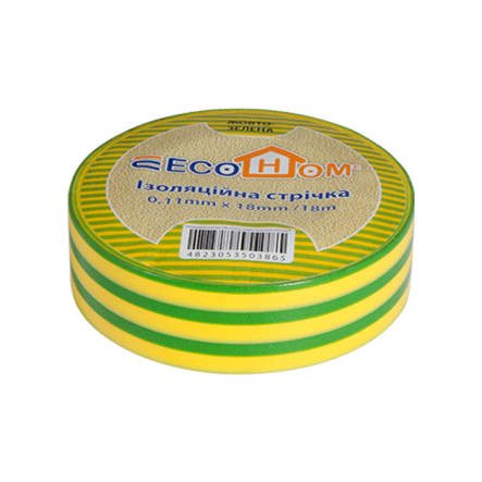 Изолента жёлто-зелёная 0,11мм*18мм 18м АСКО ECO - 1