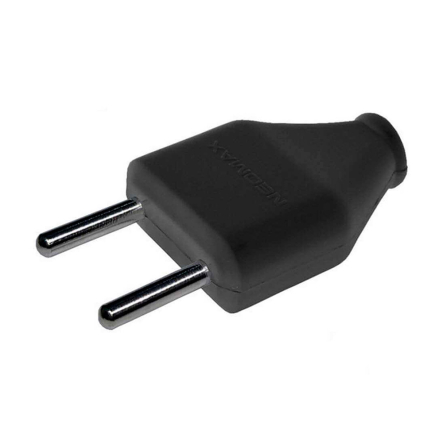 Вилка плоская NEOMAX NX1107, 250В, IP20, черная, без заземления - 1