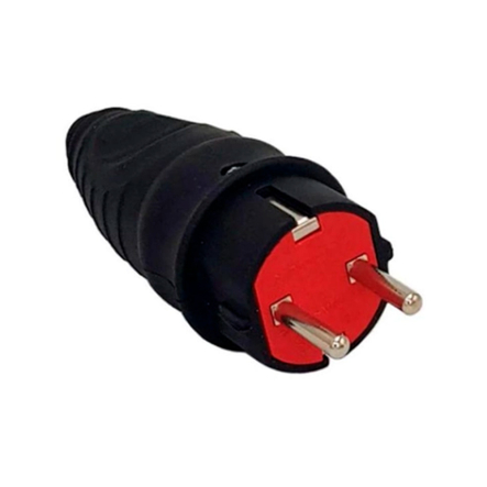 Вилка прямая NEOMAX NX2000, каучуковая, черная, с заземлением - 1