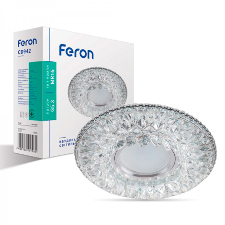 Світильник точковий Feron CD942, MR-16, G5.3, прозорий, LED підсвічування, 4000K, 6746 - 1