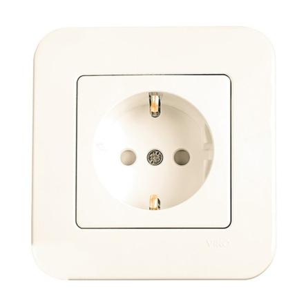 Розетка із заземленням зі шторками VIKO Rollina, 90421042, крем - 1