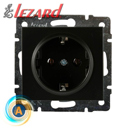 Розетка Lezard RAIN 703-4288-122В, 16A, 2P+PE, одинарная, с заземлением, Антрацит - 1
